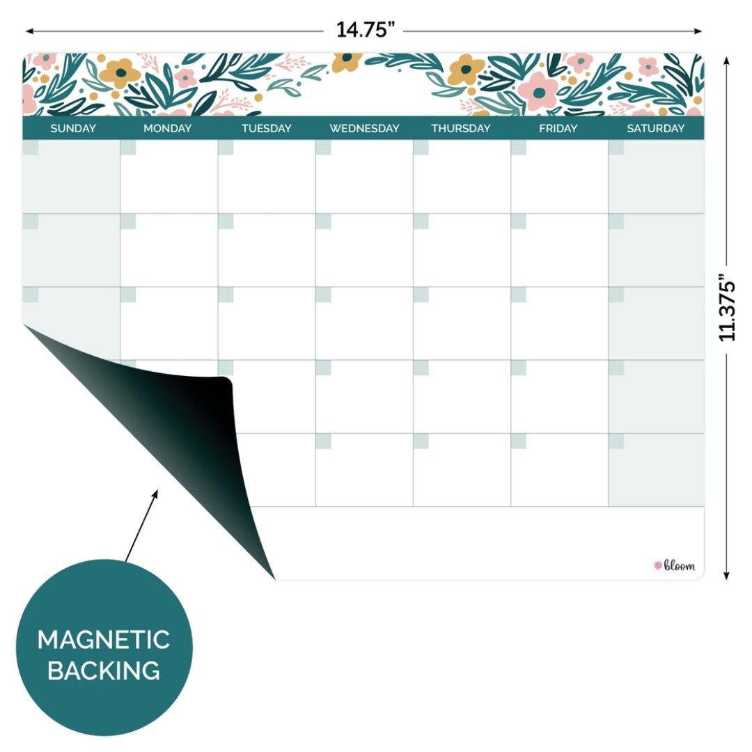 3 Piece Magnetic Dry Erase Planner Set, Garden Blooms - Wordkind Stationery Boutique