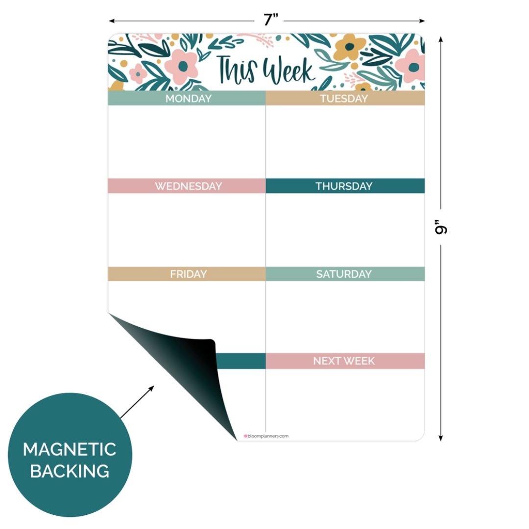 3 Piece Magnetic Dry Erase Planner Set, Garden Blooms - Wordkind Stationery Boutique