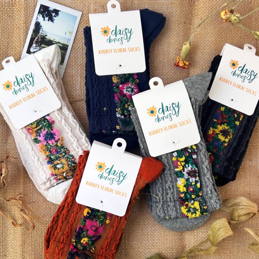 Vintage-Style Floral Boot Socks | Retro Floral Pattern
