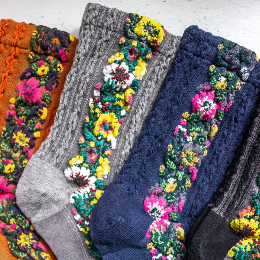 Vintage-Style Floral Boot Socks | Retro Floral Pattern
