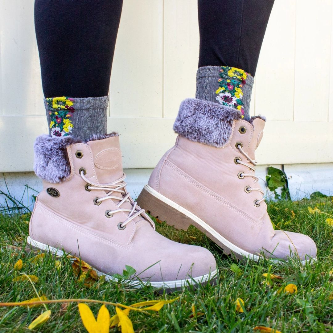 Vintage-Style Floral Boot Socks | Retro Floral Pattern