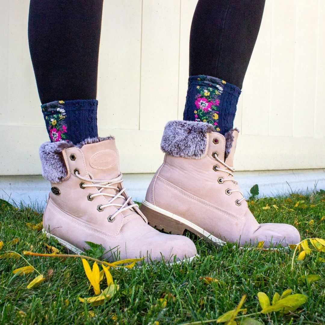 Vintage-Style Floral Boot Socks | Retro Floral Pattern
