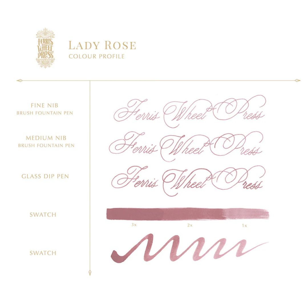 Ferris Wheel Press Fountian Pen Ink - Lady Rose (38 ml) - Wordkind