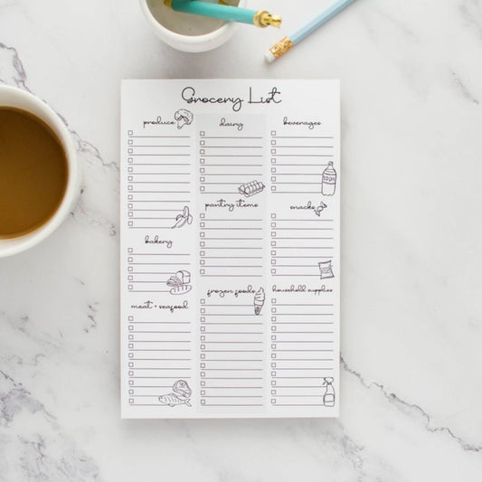 Grocery List Sticky 8.5x5.5 Note Pad - Wordkind