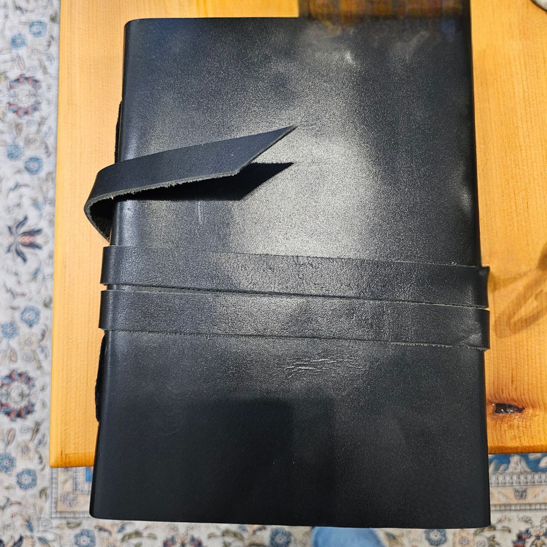 Handmade Black Leather Fieldnote Journal - Wordkind