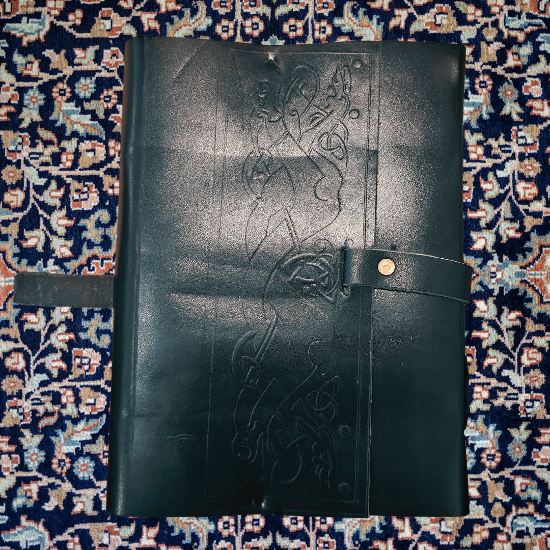 Handmade Black Leather Fieldnote Journal - Wordkind