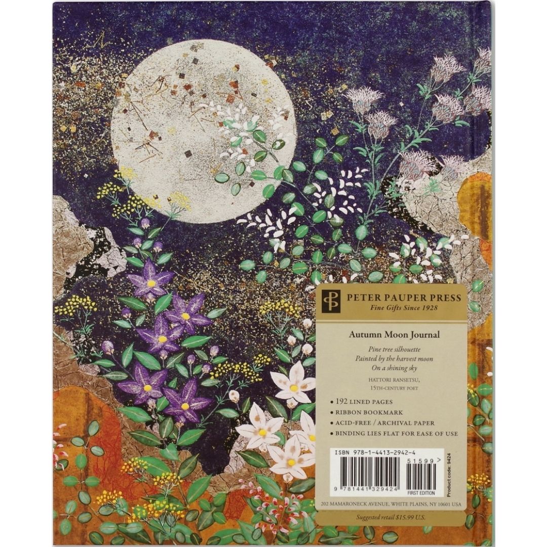 Autumn Moon wth Flowers Journal | Premium Lined Writing Notebook - Wordkind Stationery Boutique