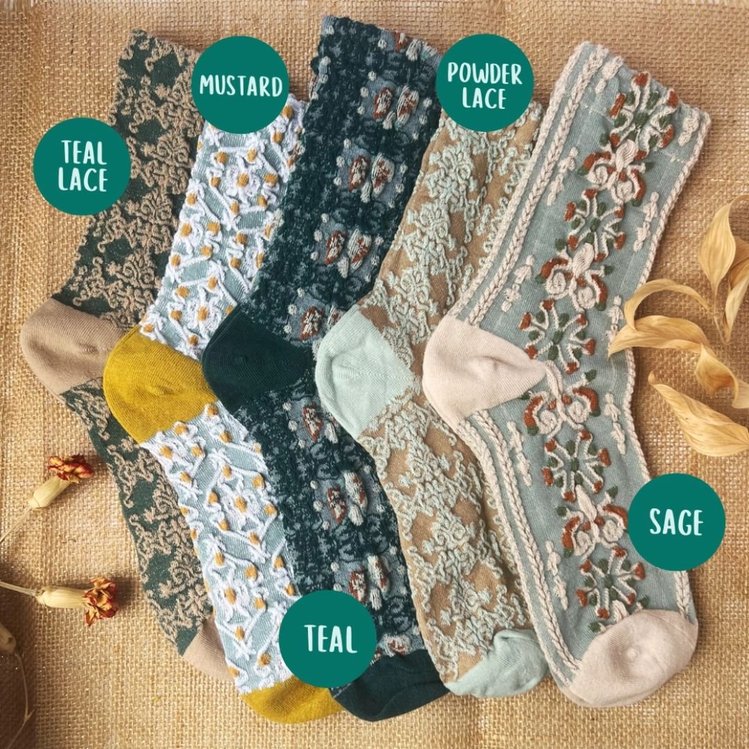 Bohemian Lace Floral Socks | Feminine Touch for Any Outfit - Wordkind Stationery Boutique