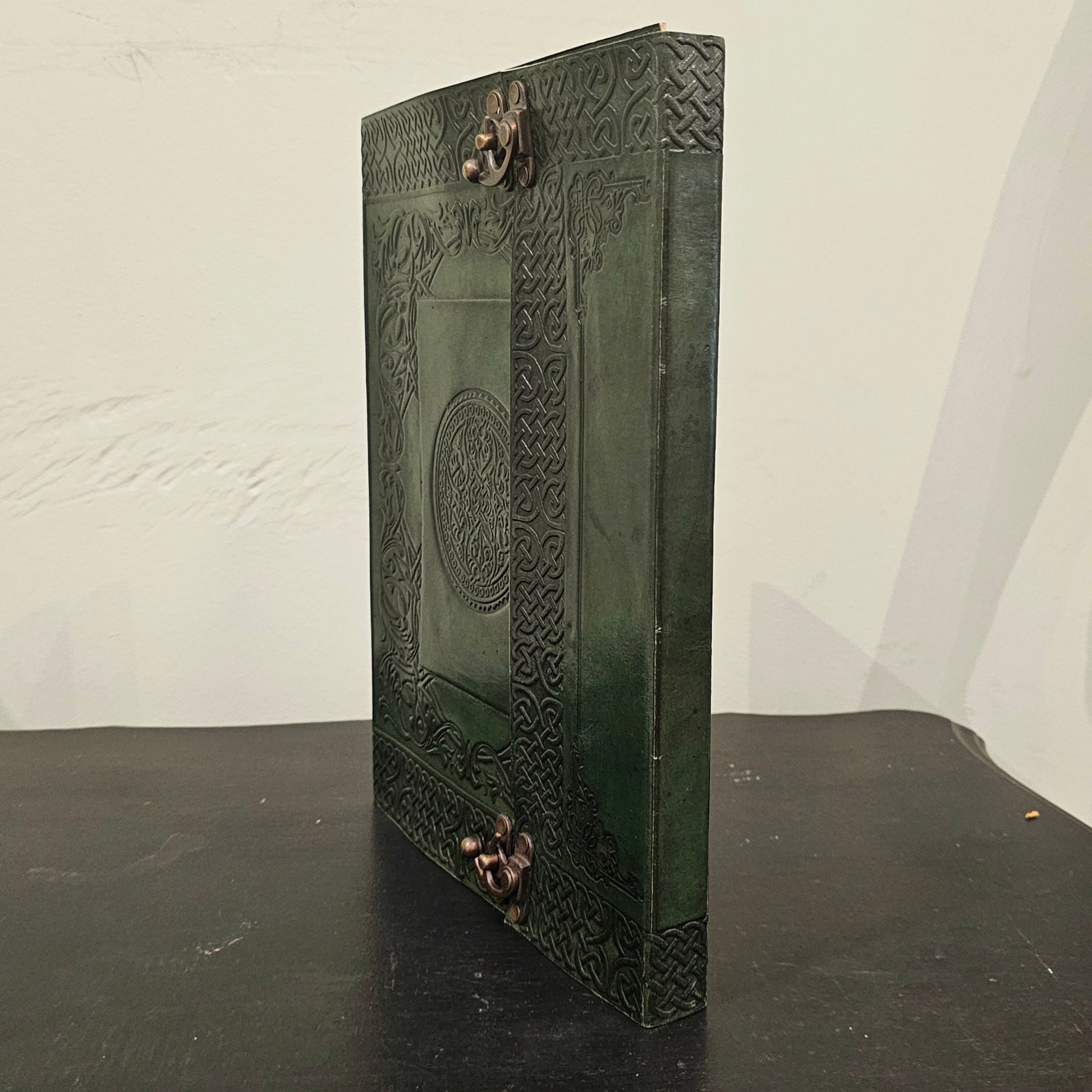 Handmade Celtic Knotwork Leather Journal – Emerald Green - Wordkind Stationery Boutique
