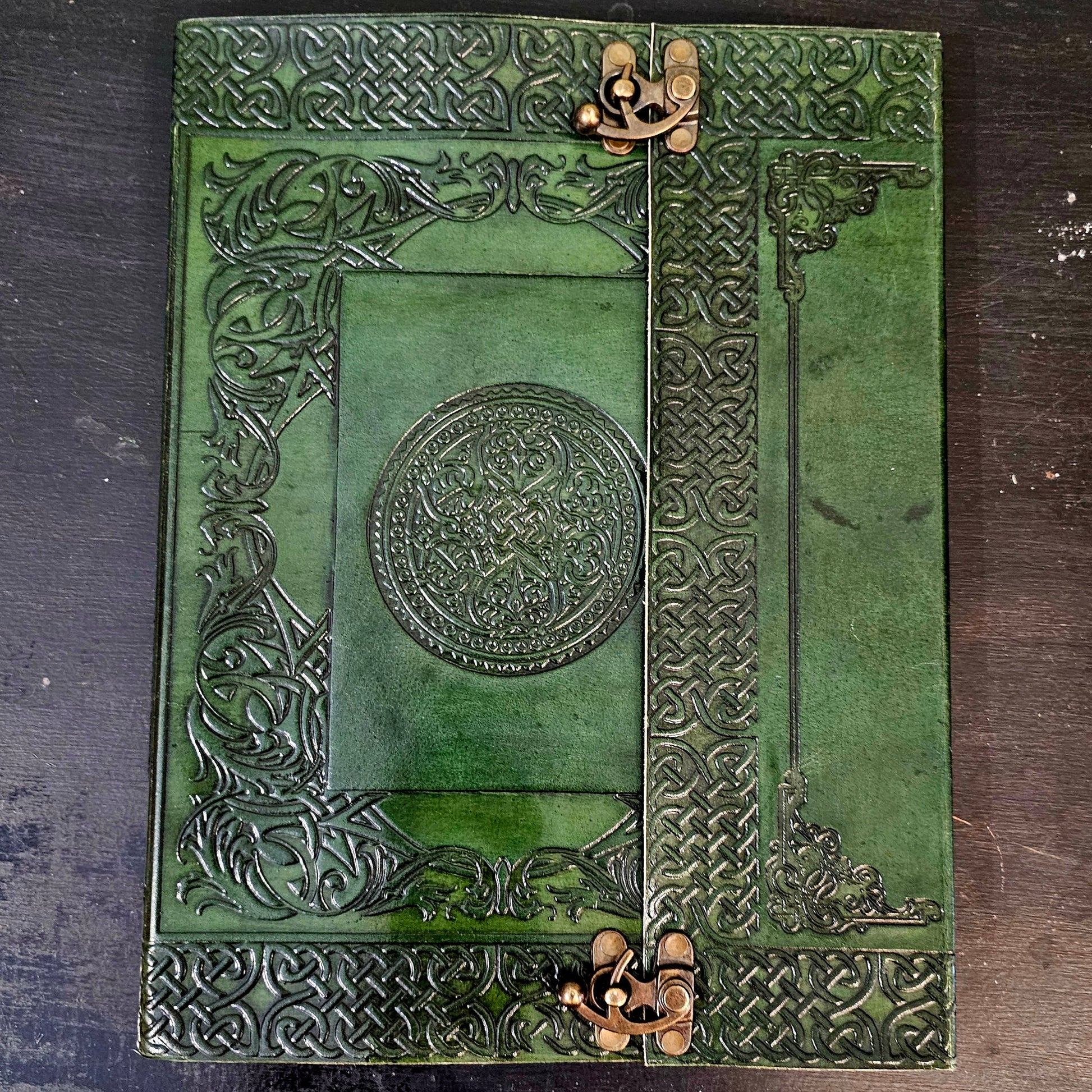 Handmade Celtic Knotwork Leather Journal – Emerald Green - Wordkind Stationery Boutique