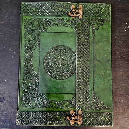 Handmade Celtic Knotwork Leather Journal – Emerald Green - Wordkind Stationery Boutique
