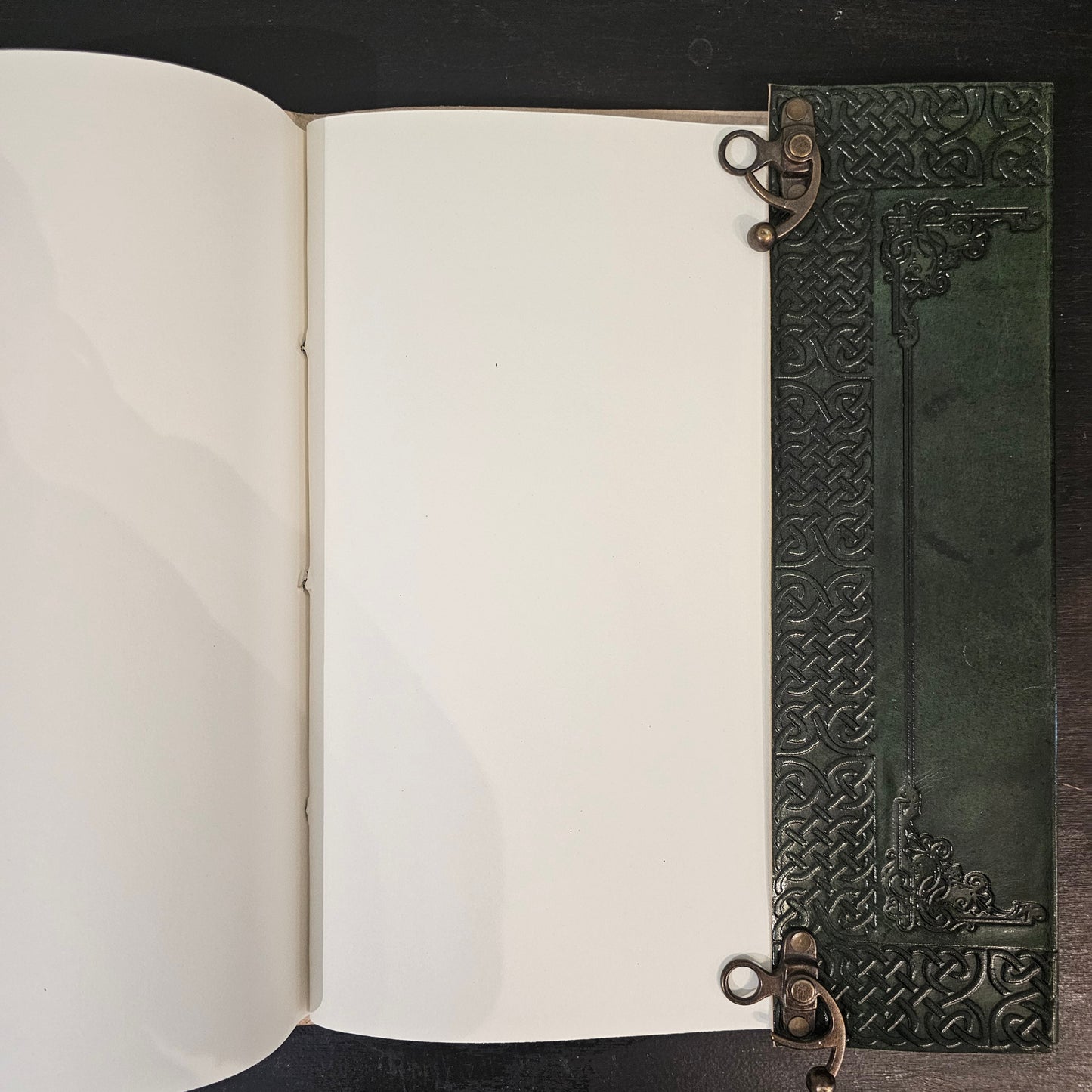 Handmade Celtic Knotwork Leather Journal – Emerald Green - Wordkind Stationery Boutique