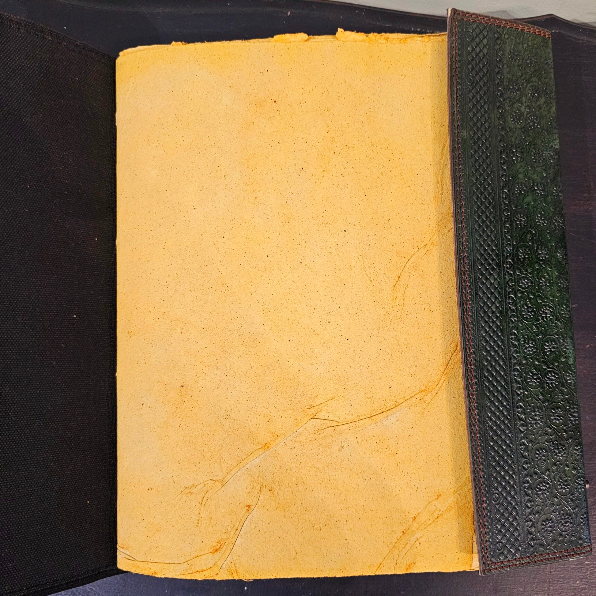 Handmade Gemstone Leather Journal – Elegant Dark Green - Wordkind Stationery Boutique