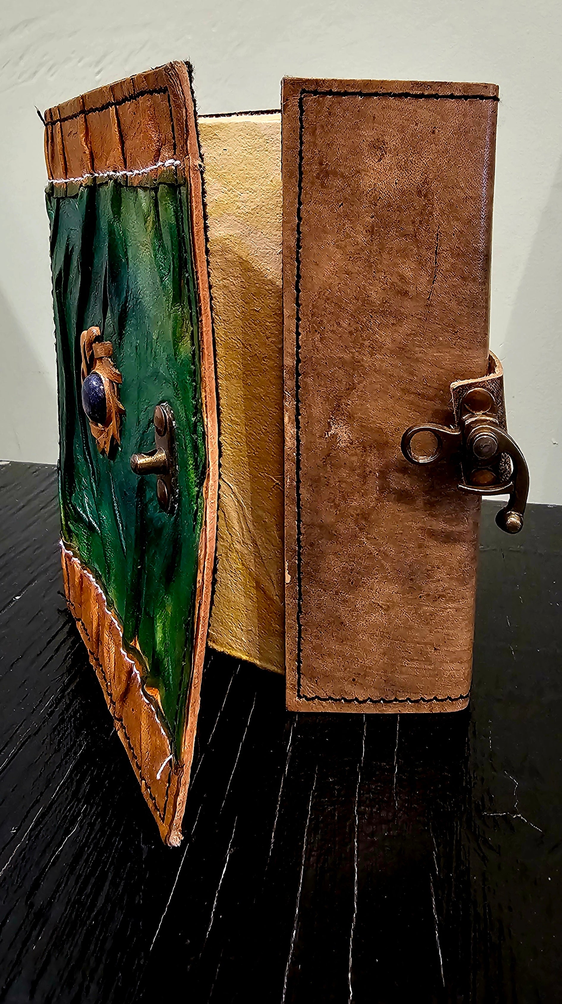 Handmade Leather Journal with Lapis Lazuli Gemstone - Wordkind Stationery Boutique