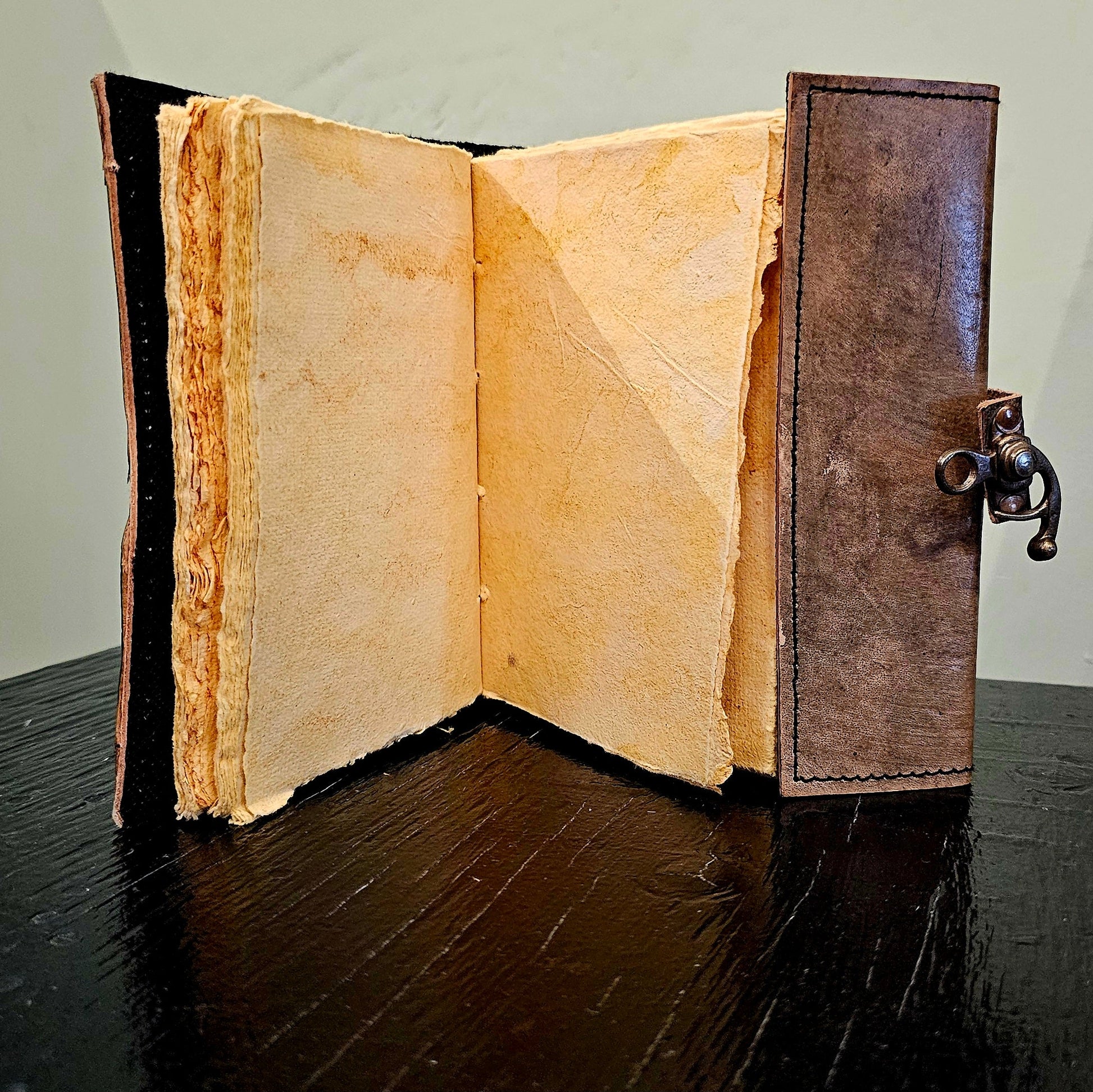 Handmade Leather Journal with Lapis Lazuli Gemstone - Wordkind Stationery Boutique
