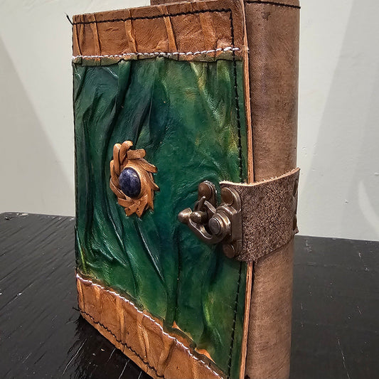 Handmade Leather Journal with Lapis Lazuli Gemstone - Wordkind Stationery Boutique
