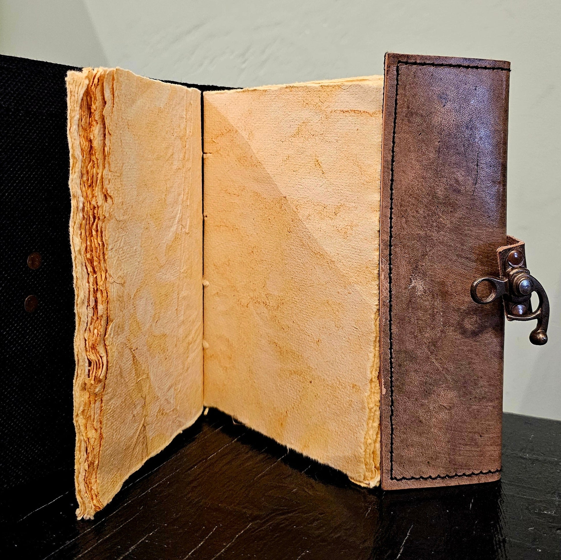 Handmade Leather Journal with Lapis Lazuli Gemstone - Wordkind Stationery Boutique