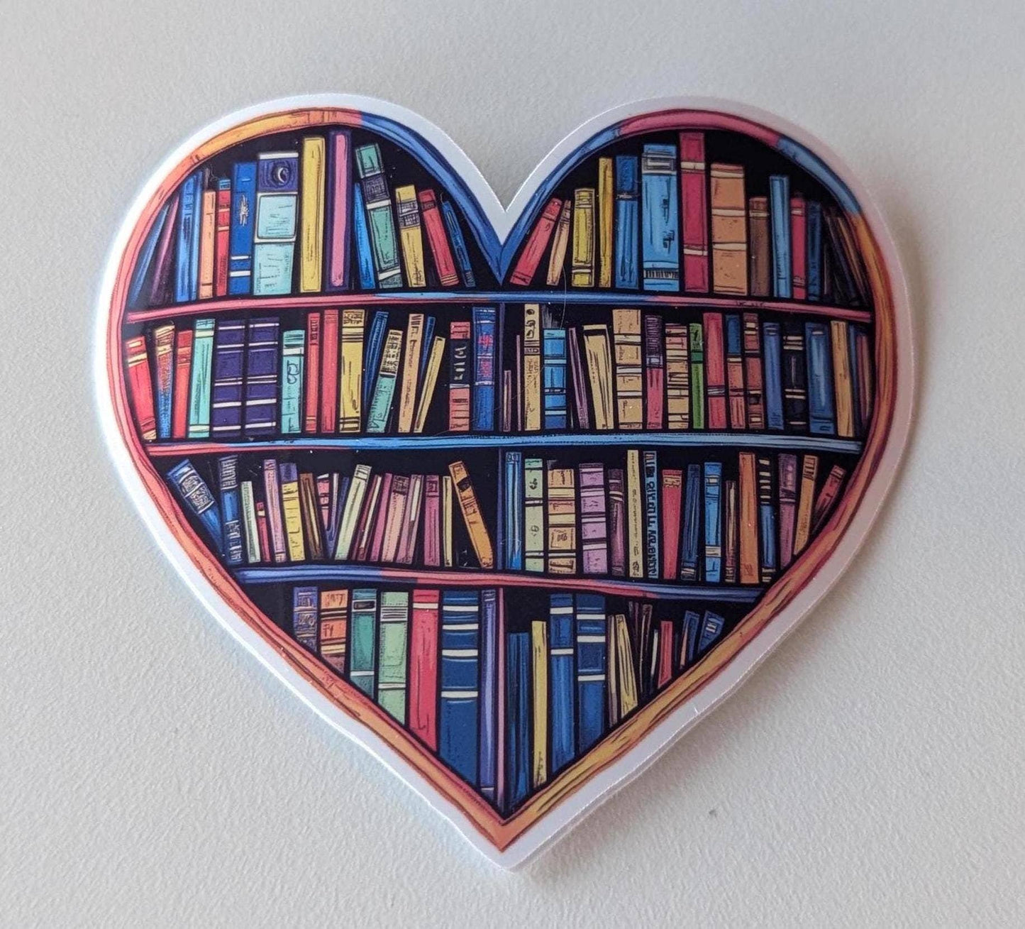 Heart Bookshelf Vinyl Sticker | Made in Canada - Wordkind Stationery Boutique