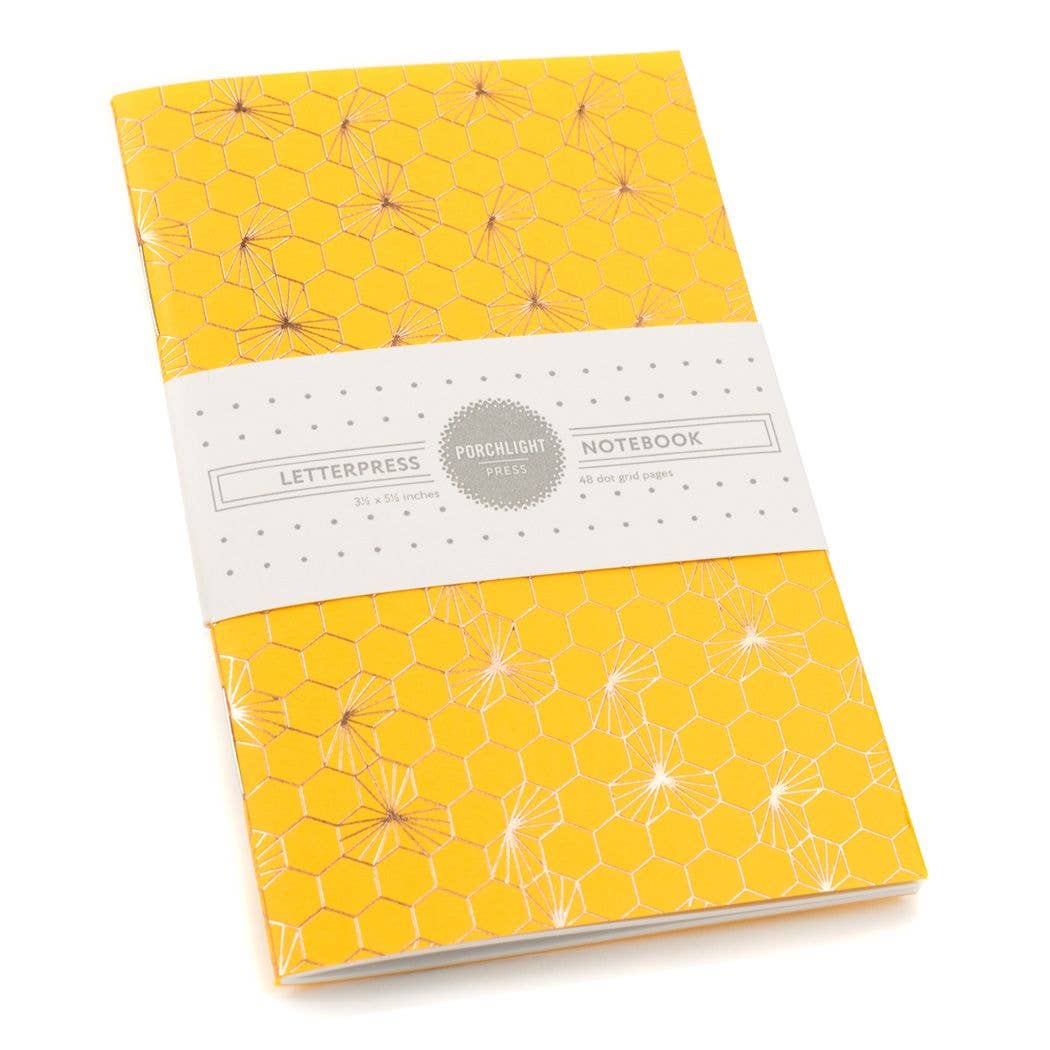 Honeycomb Gold Foil Small - Notebook: Plain Pages - Wordkind Stationery Boutique