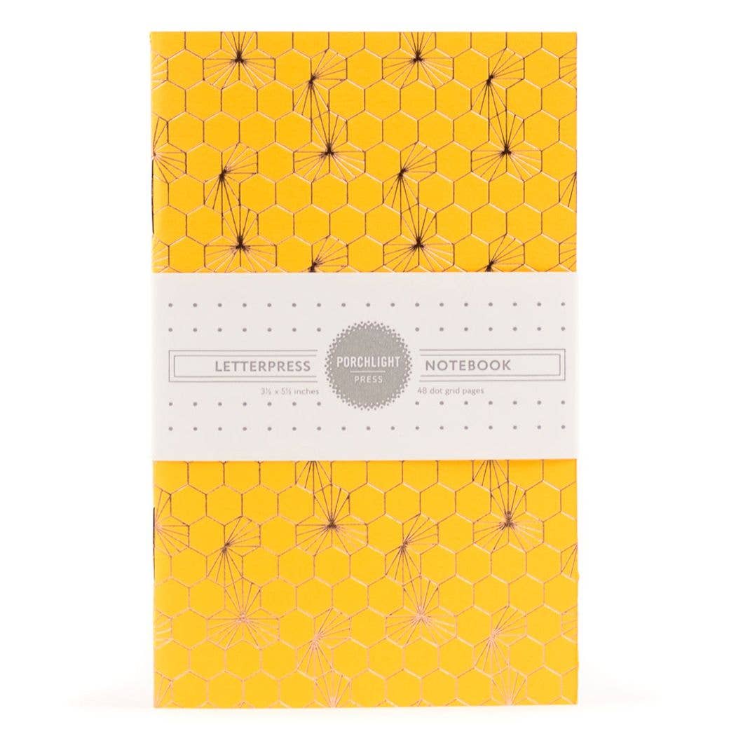Honeycomb Gold Foil Small - Notebook: Plain Pages - Wordkind Stationery Boutique