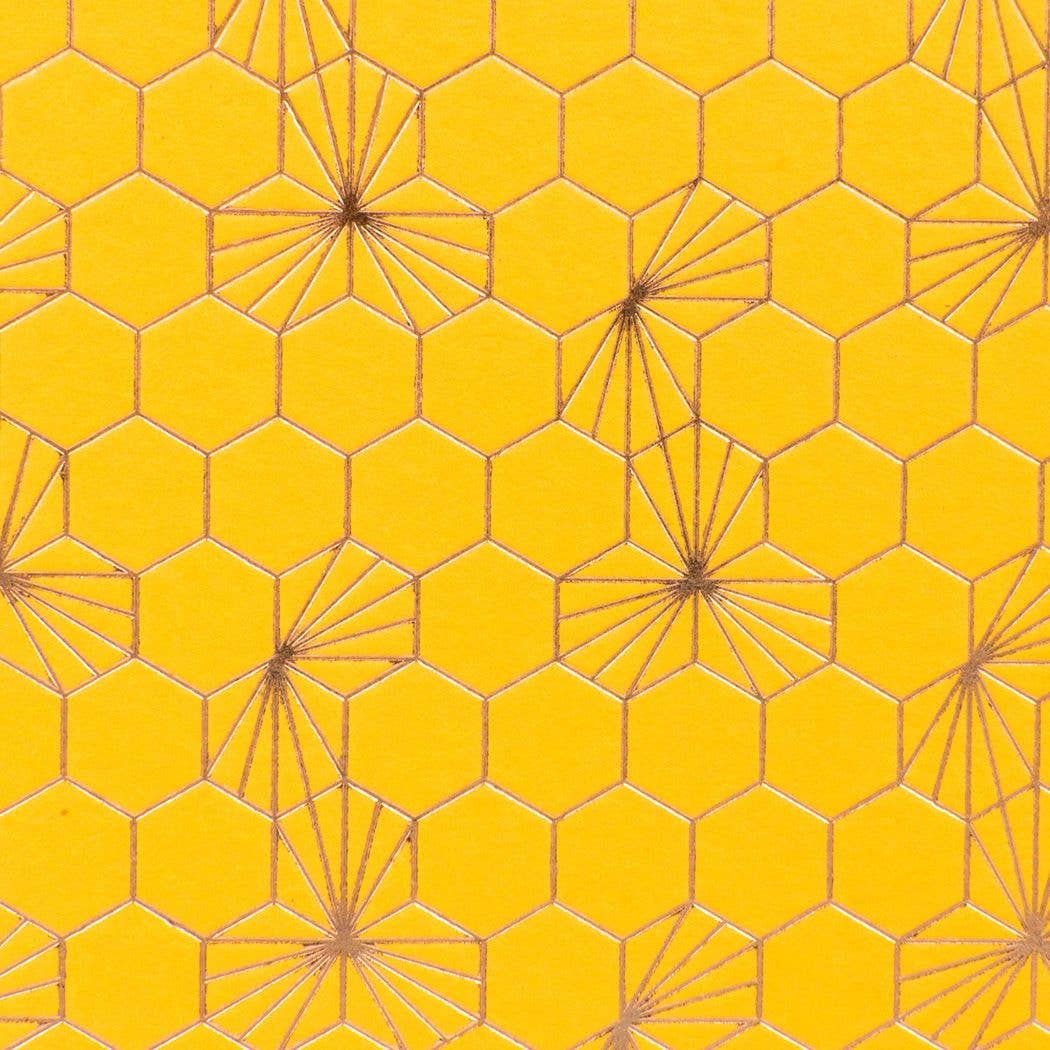 Honeycomb Gold Foil Small - Notebook: Plain Pages - Wordkind Stationery Boutique