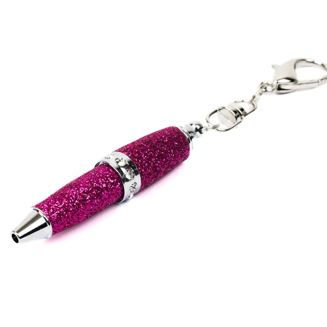 Fuchsia Sparkle Mini Keyring Pen: Bold and Beautiful