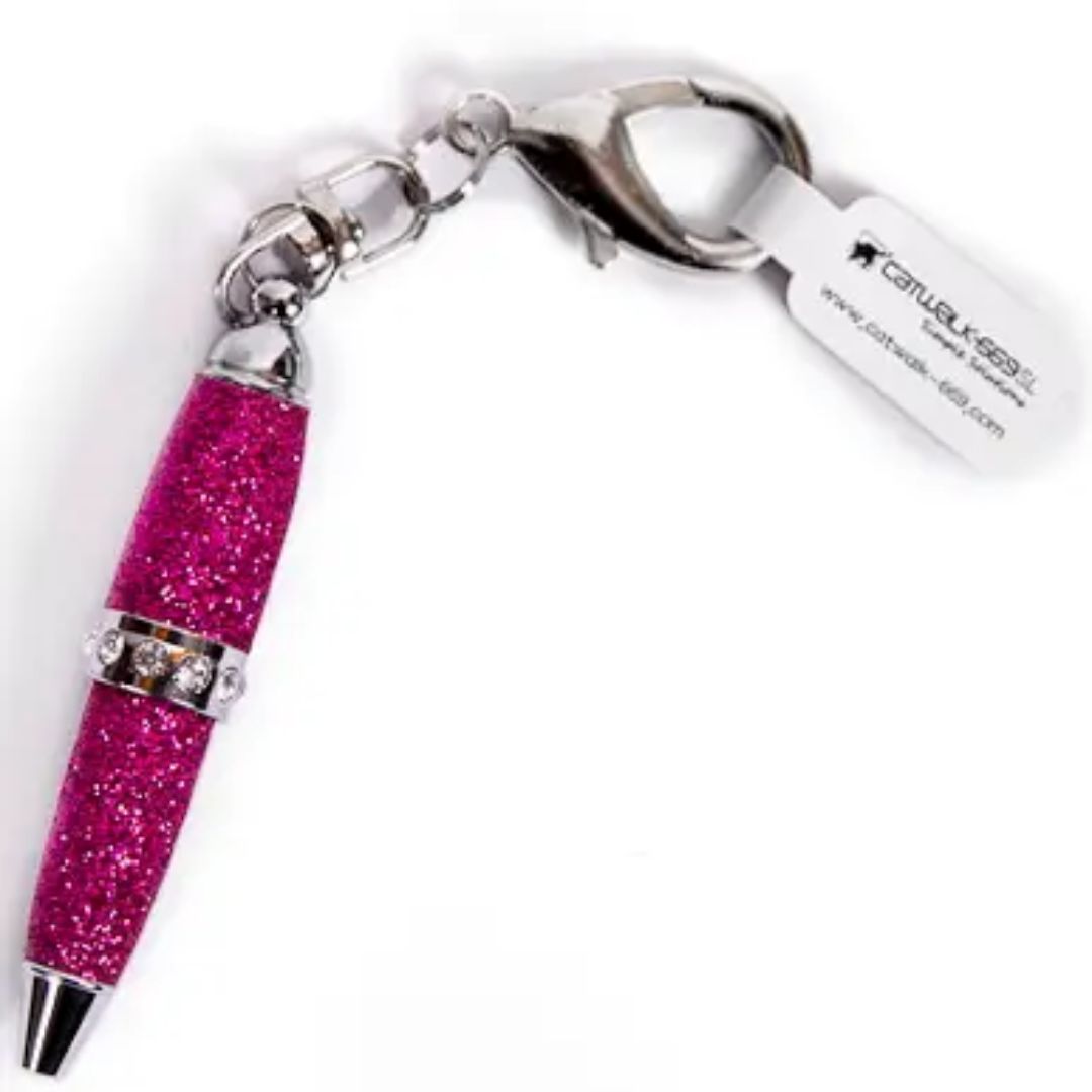 Fuchsia Sparkle Mini Keyring Pen: Bold and Beautiful