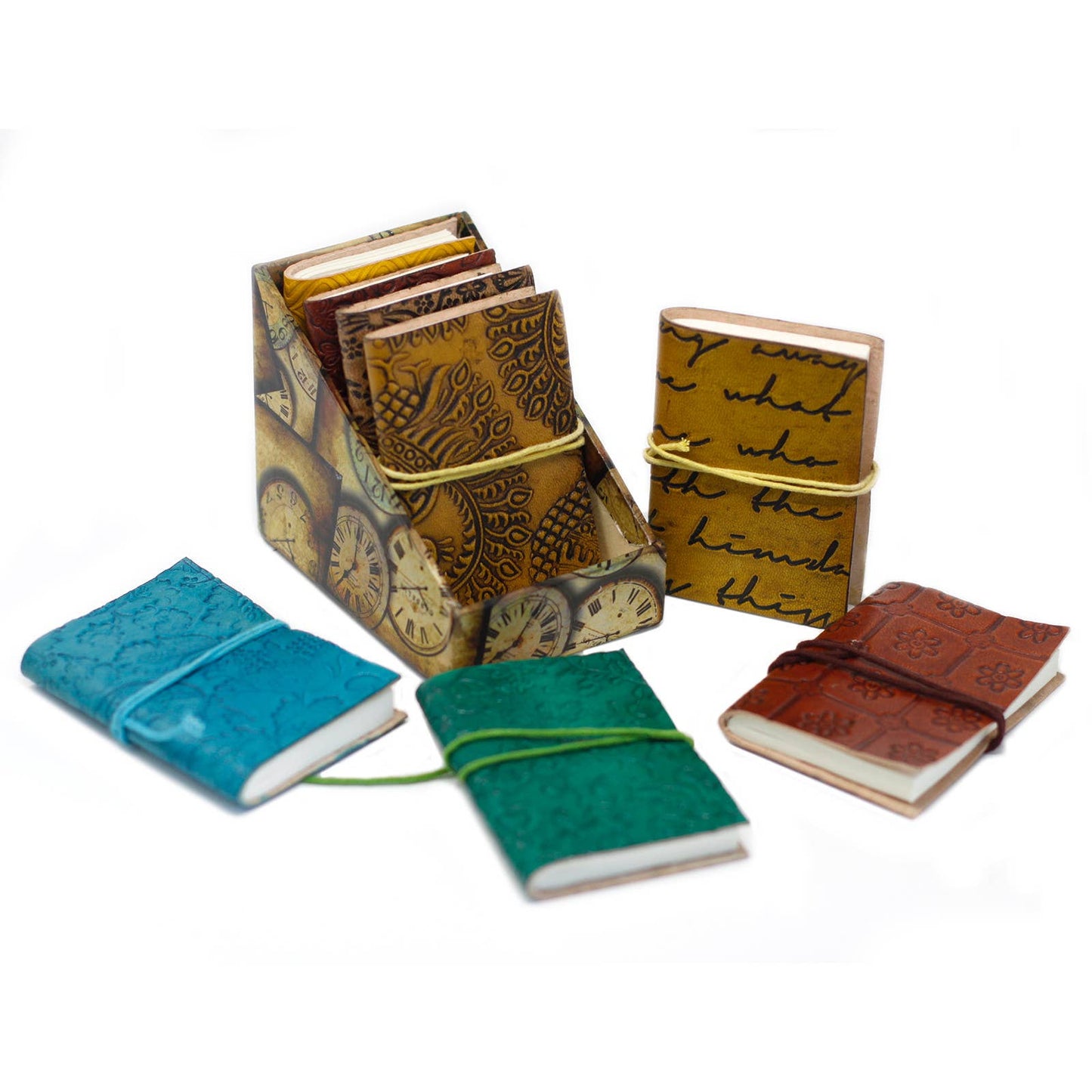 Mini Assorted Leather Notebooks (11.4x7.6cm) - Wordkind Stationery Boutique