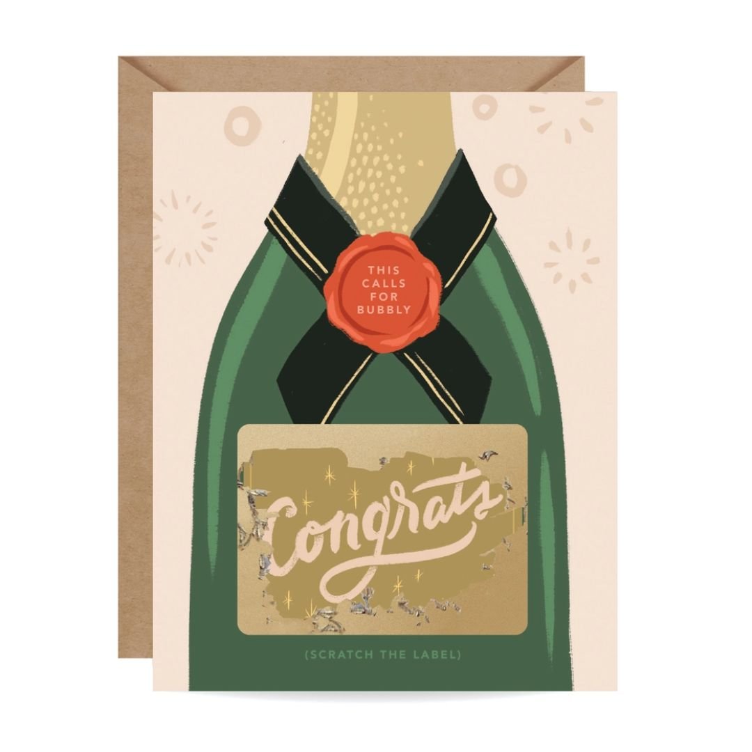 Scratch - Off Card - Bubbly Champagne - Congrats/Wedding - Wordkind Stationery Boutique