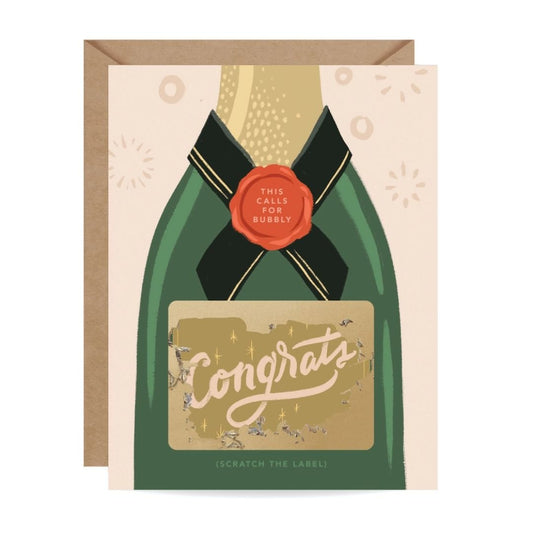 Scratch - Off Card - Bubbly Champagne - Congrats/Wedding - Wordkind Stationery Boutique