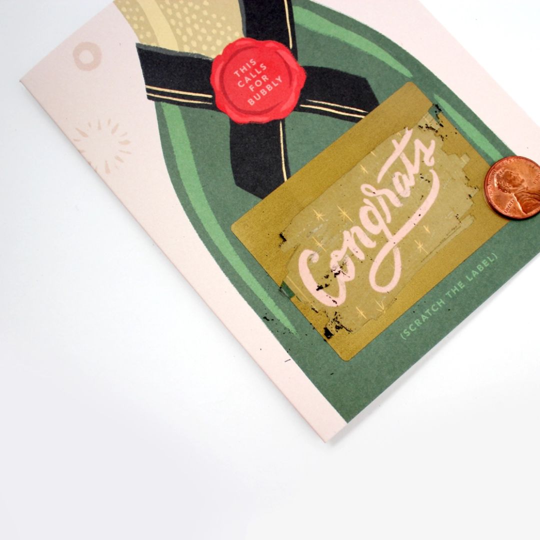 Scratch - Off Card - Bubbly Champagne - Congrats/Wedding - Wordkind Stationery Boutique