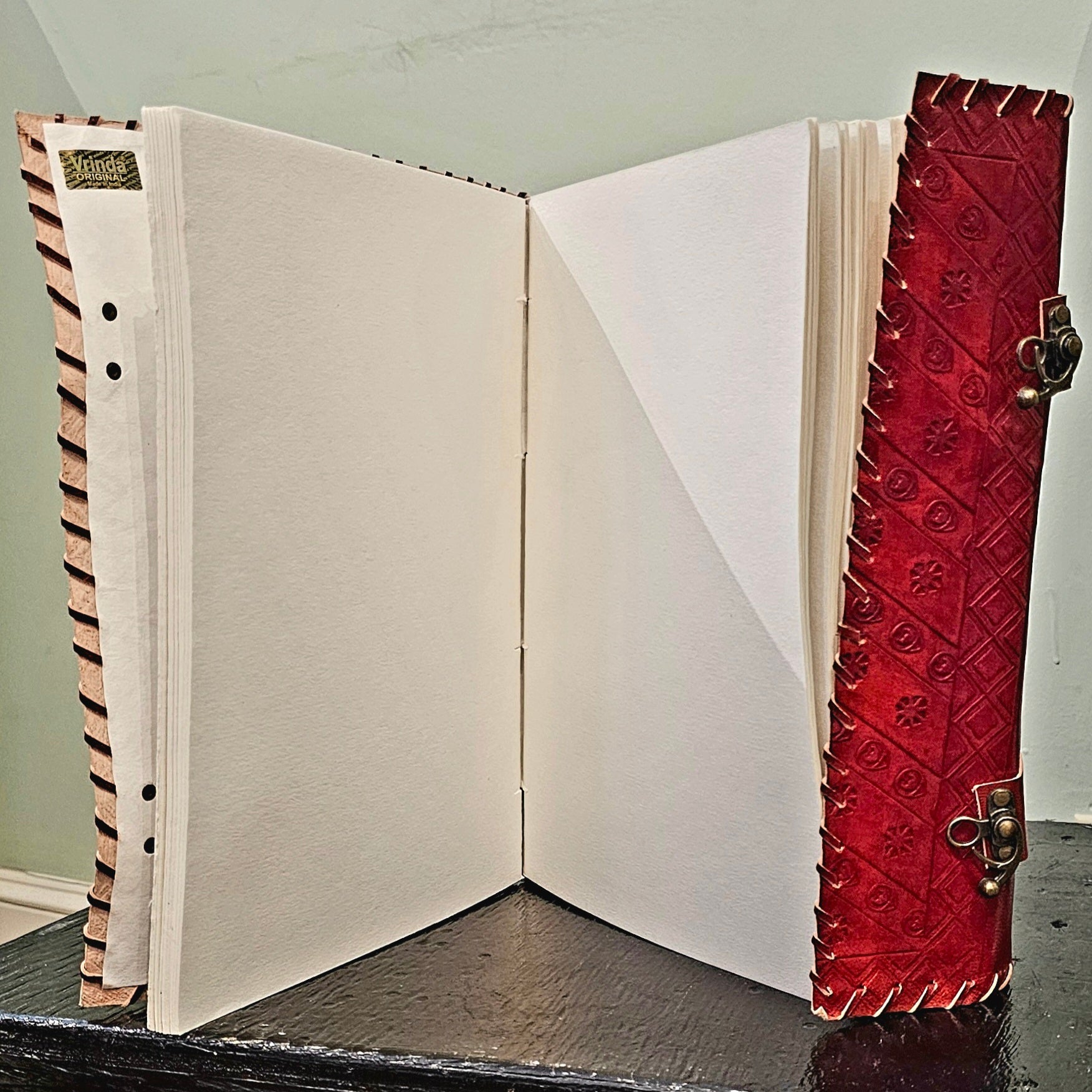 Sienna - Coloured Leather Journal with Lapis Lazuli Gemstones - Wordkind Stationery Boutique