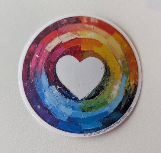 Vibrant Colourful Heart Vinyl Sticker | Made in Canada - Wordkind Stationery Boutique