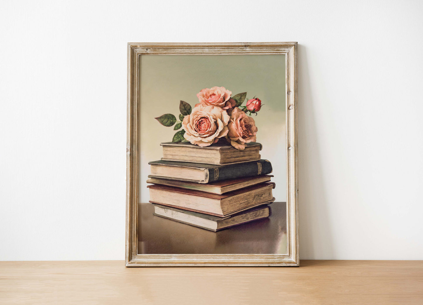Vintage Books & Roses Art Print | Romantic & Nostalgic Decor | Made in Canada - Wordkind Stationery Boutique