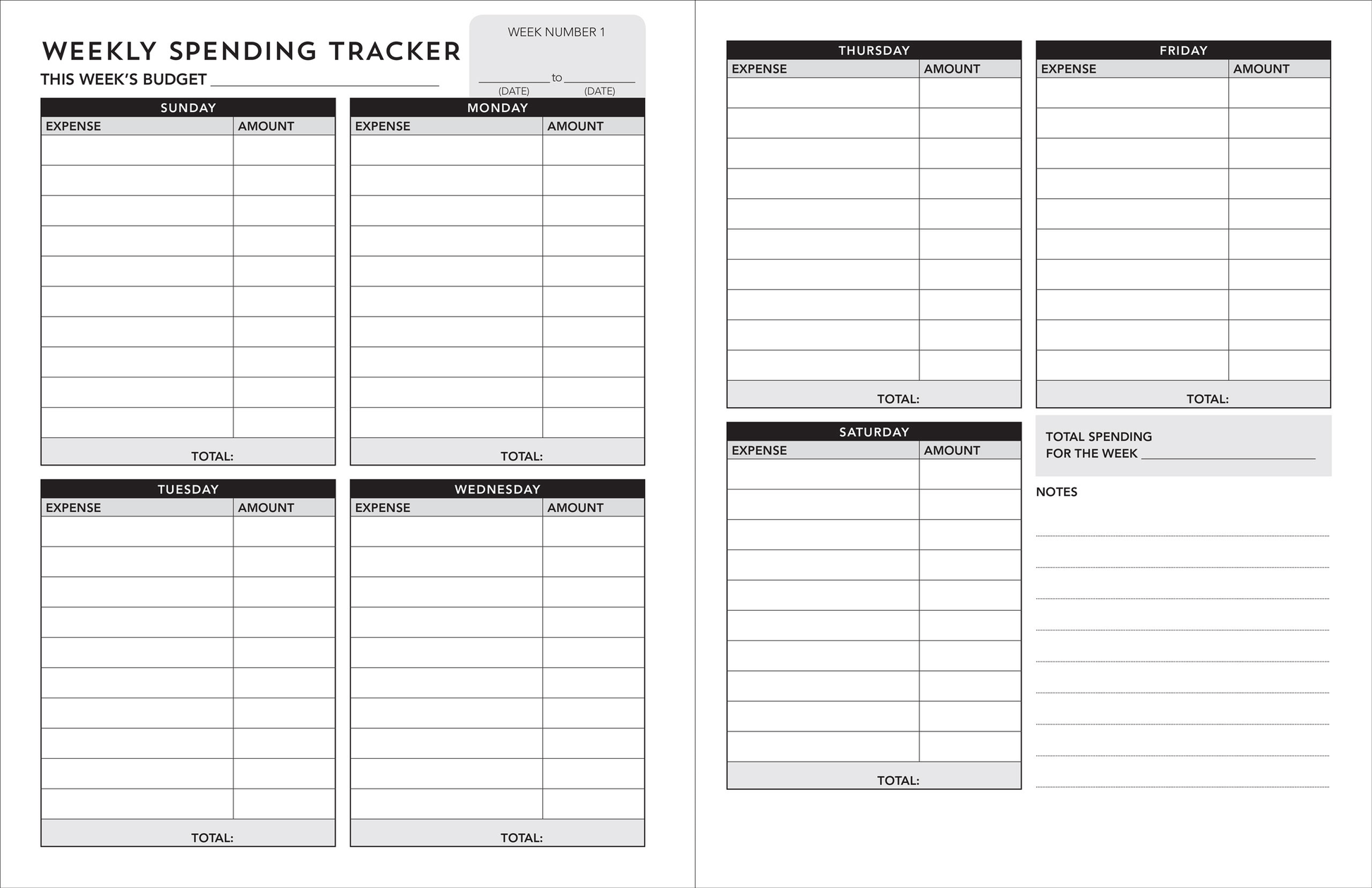 Weekly Budget Planner - Wordkind Stationery Boutique