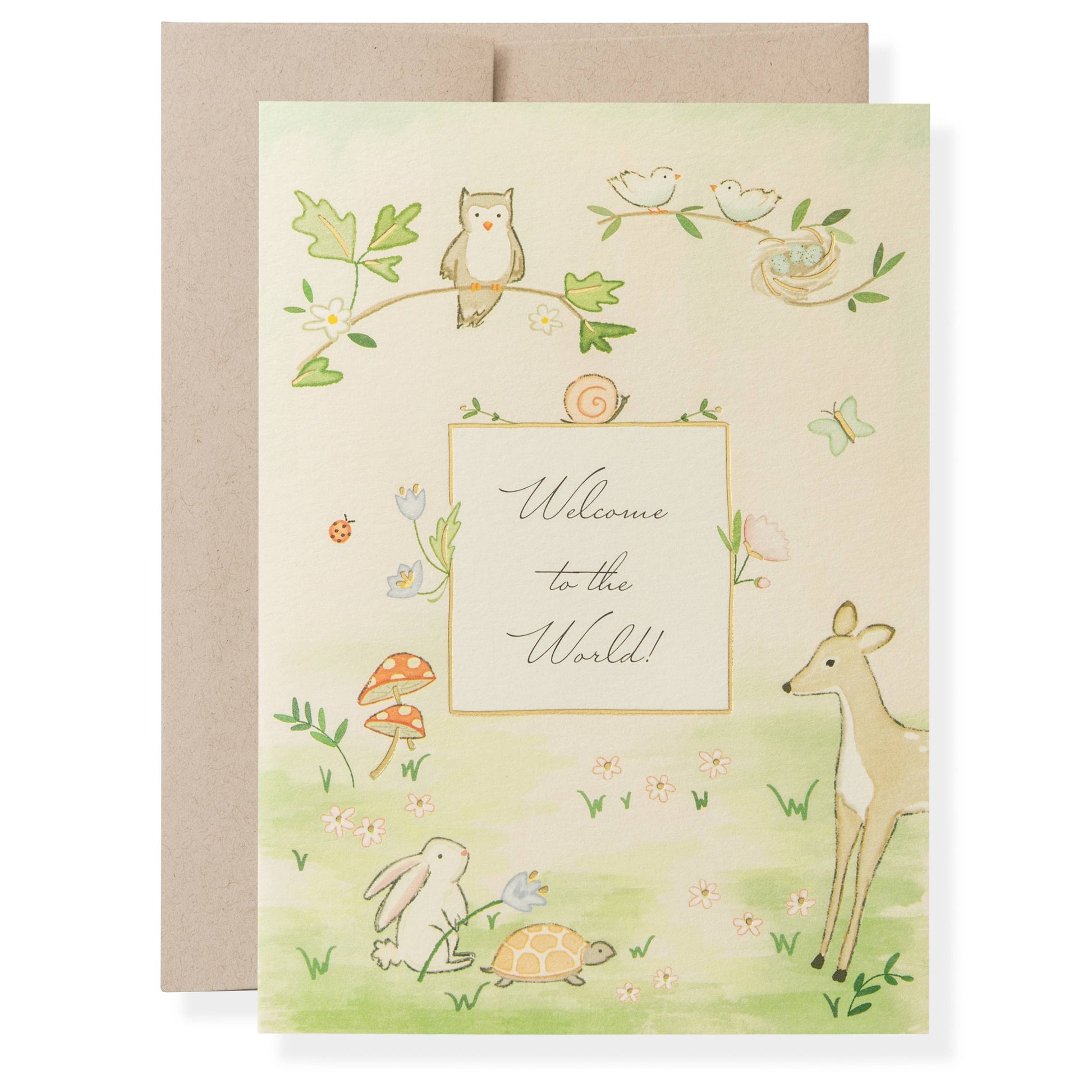 “Welcome to the World” Woodland Baby Card – Karen Adams Designs - Wordkind Stationery Boutique