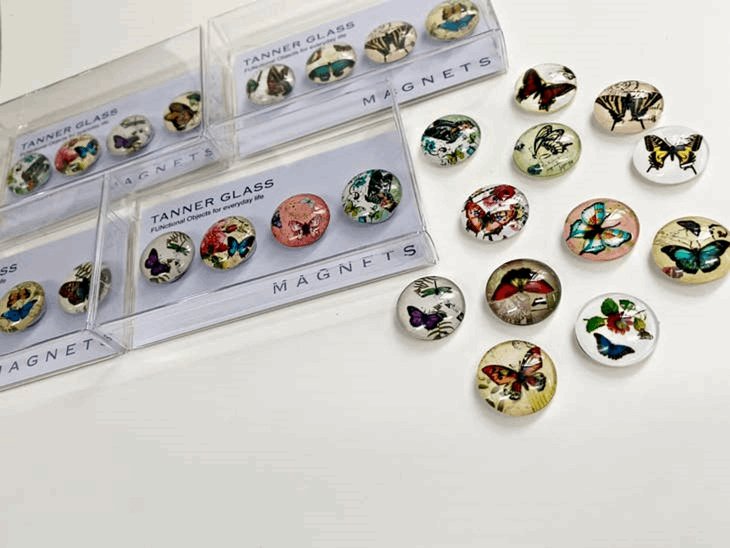 Colourful Handmade Vintage Butterfly Magnet Set - Wordkind