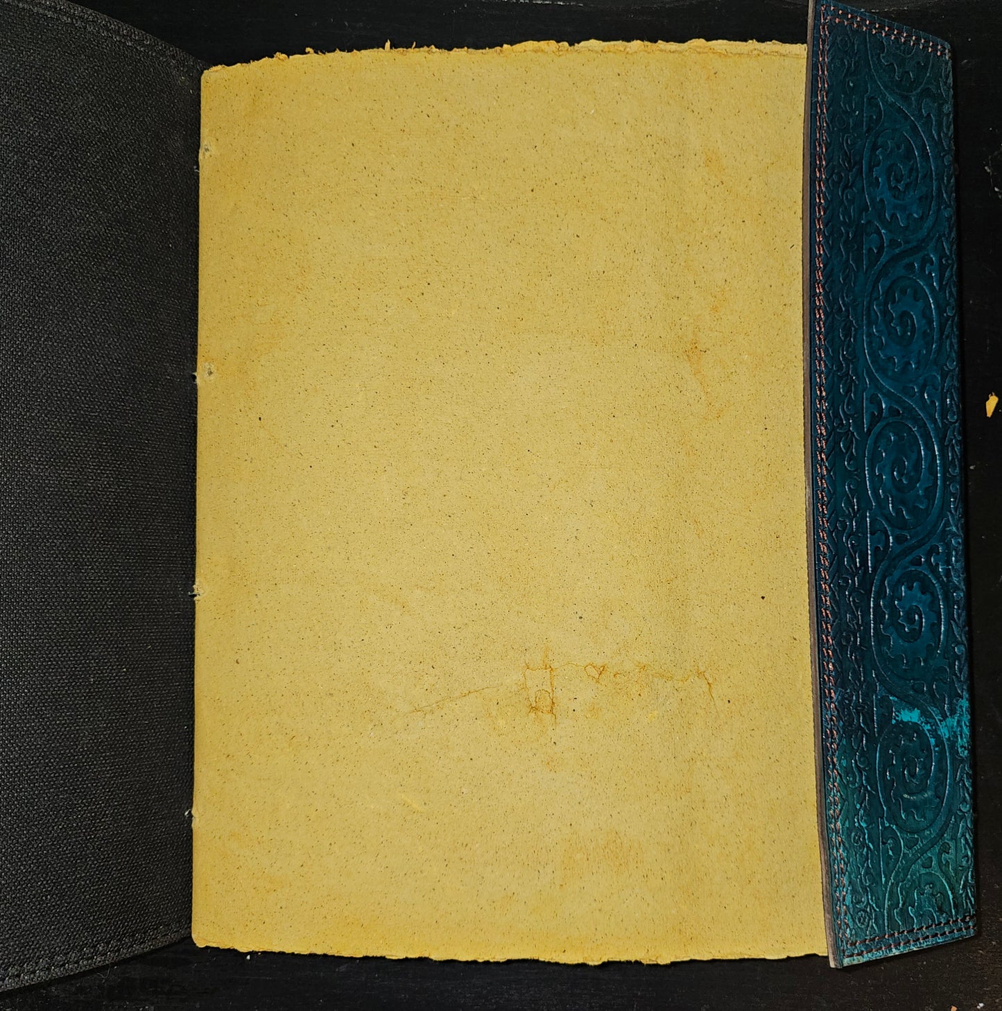 Handmade Leather Journal with Gemstones – Elegant Deep Turquoise