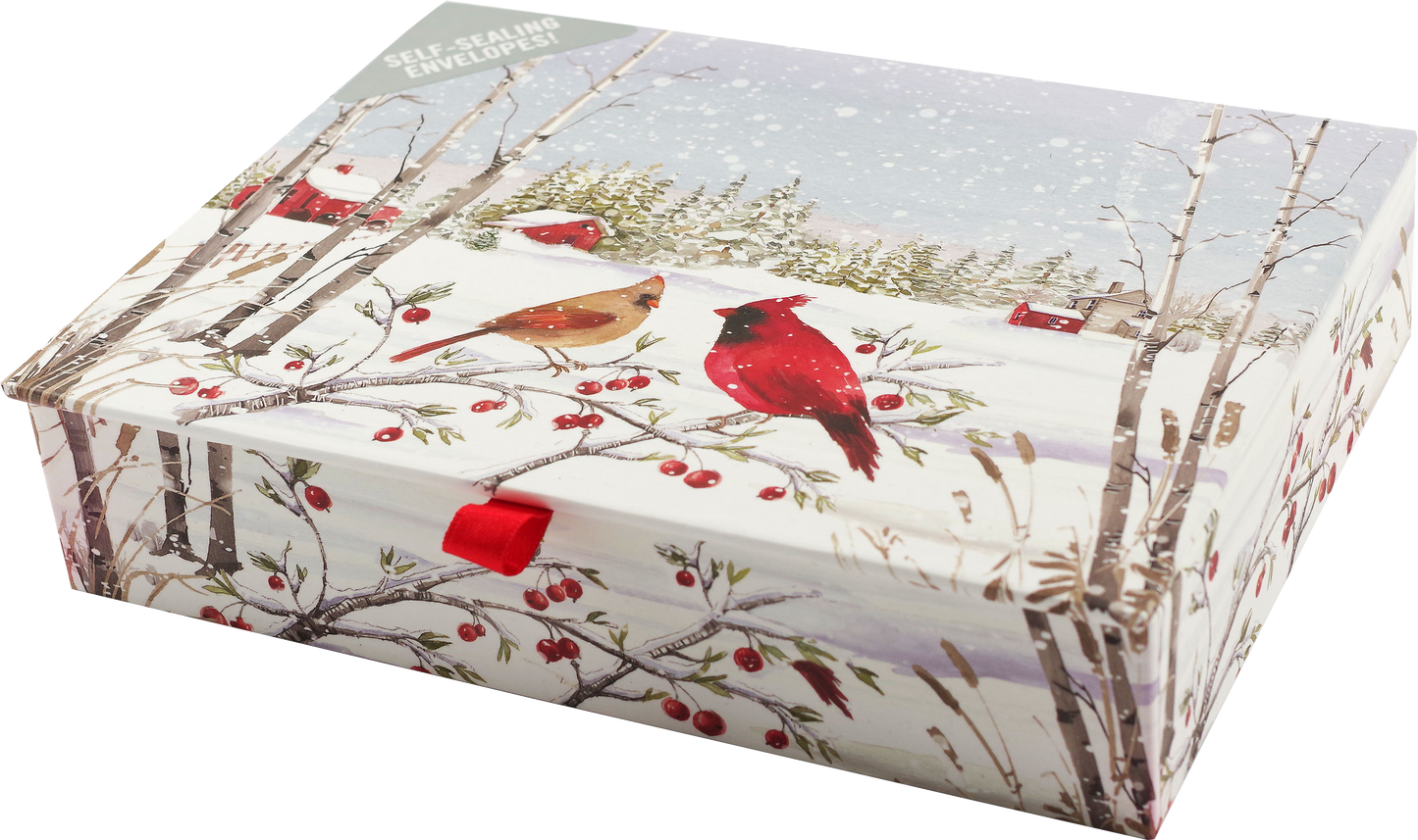 Cardinals in Winter Deluxe Boxed Holiday Cards