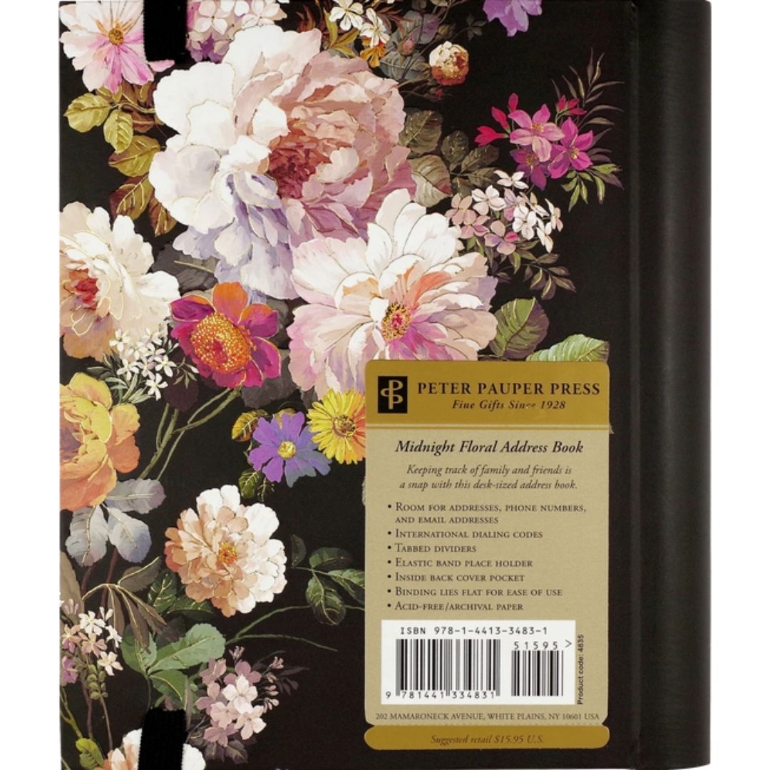 Midnight Floral Large Address Book - Wordkind