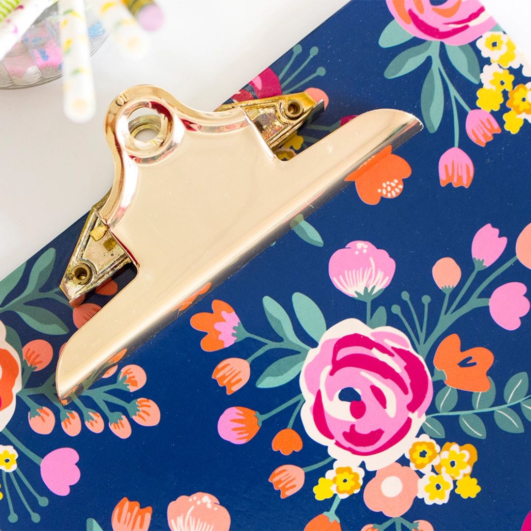 Clipboard- Vintage Florals on Blue Background