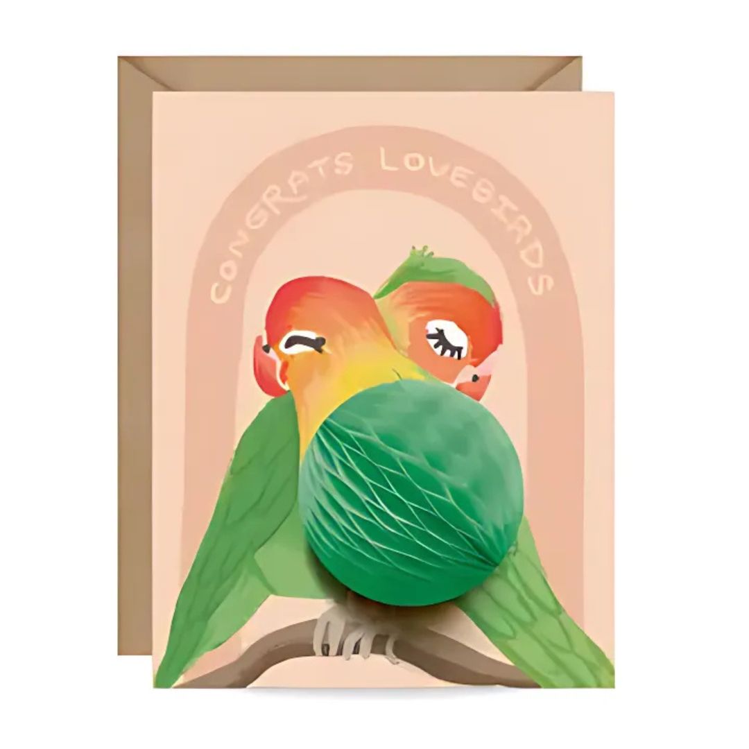 Pop-Up Card -Congratulations Lovebirds - Wedding Card / Anniversary Card