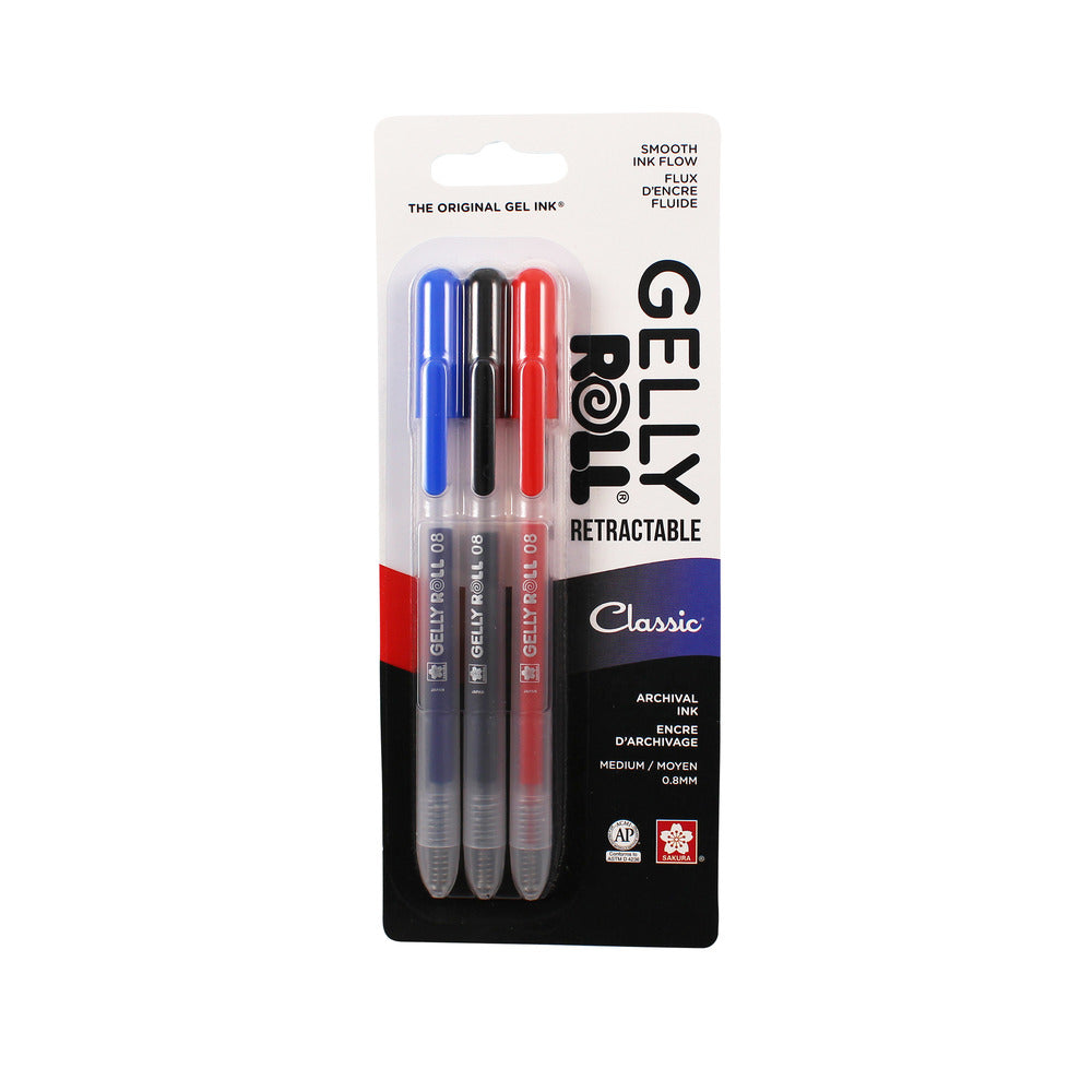 Gelly Roll Retractable Pen Set, 08 Medium Classic 3 pack - Wordkind