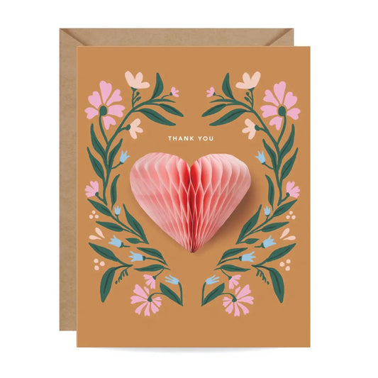 Pop-Up Card - Floral Heart - Thank You Card