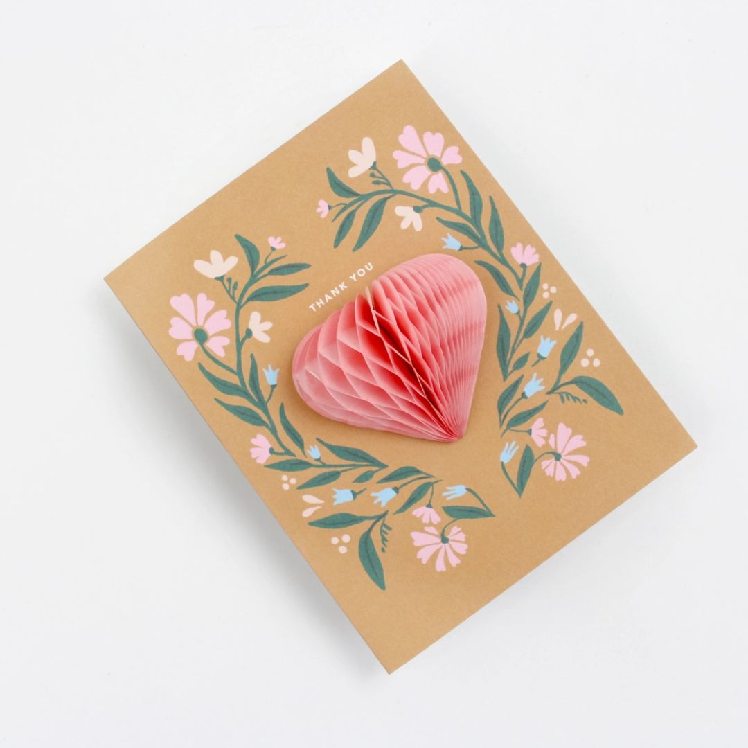 Pop-Up Card - Floral Heart - Thank You Card