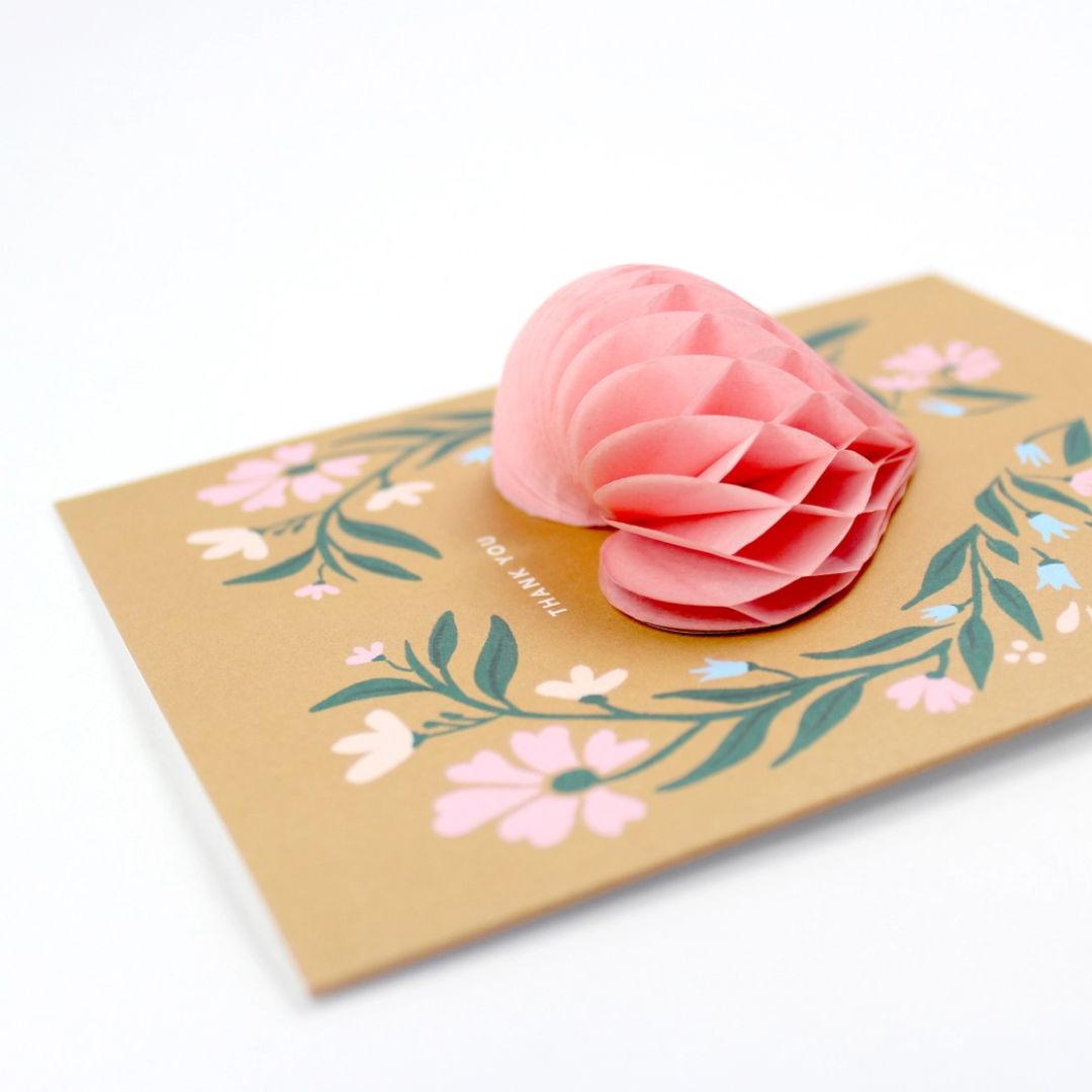 Pop-Up Card - Floral Heart - Thank You Card