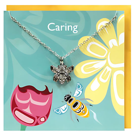 Bees - Caring Pewter Charm Greeting Card - Wordkind