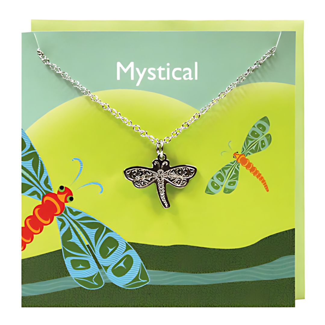 Dragonfly - Mystical Pewter Necklace Greeting Card - Wordkind