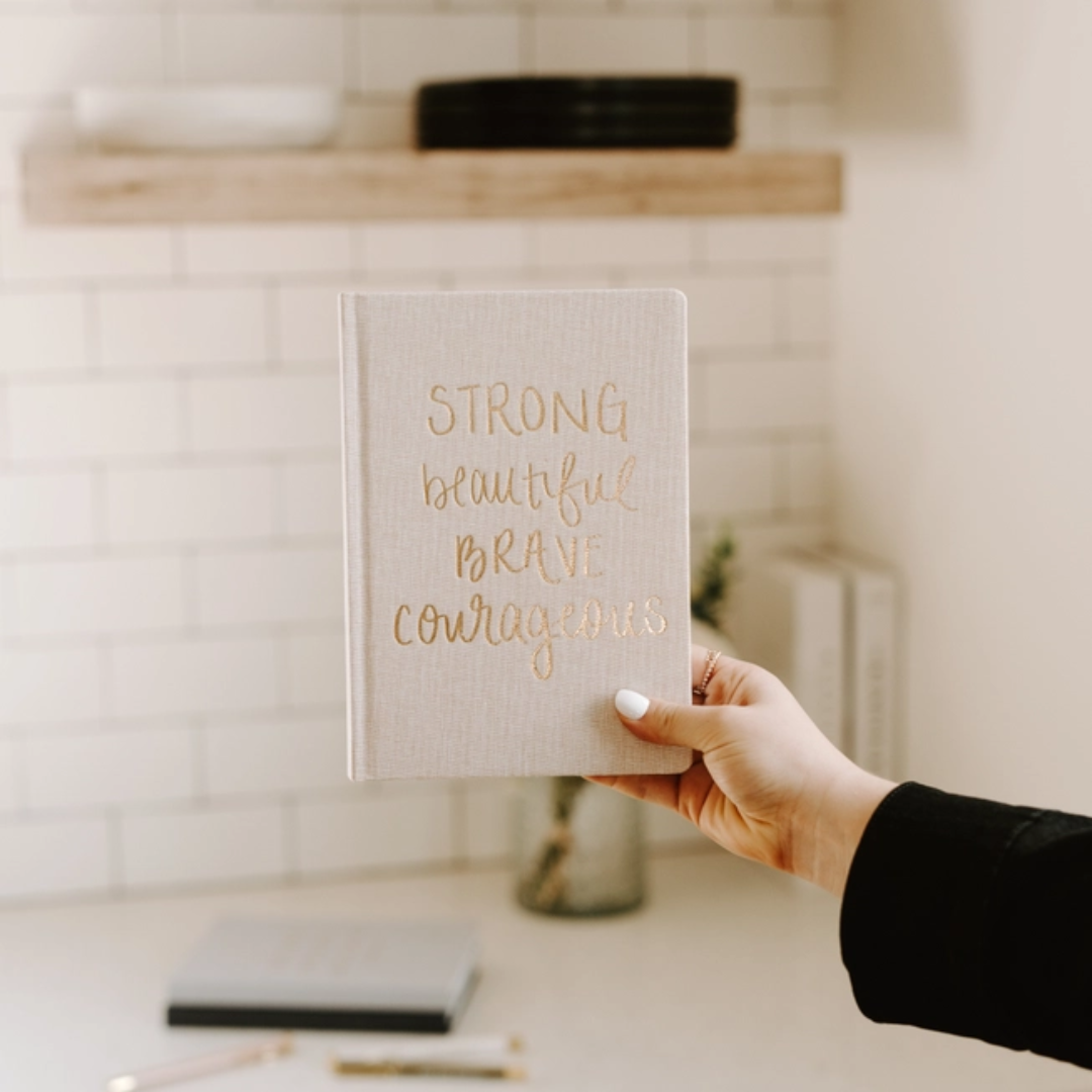 Strong Beautiful Brave Courageous Fabric Journal - Wordkind