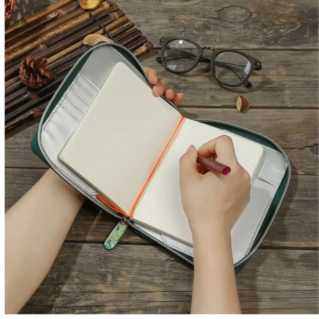 Refillable Zippered Vegan Leather Portfolio Notebook / Diary - Wordkind